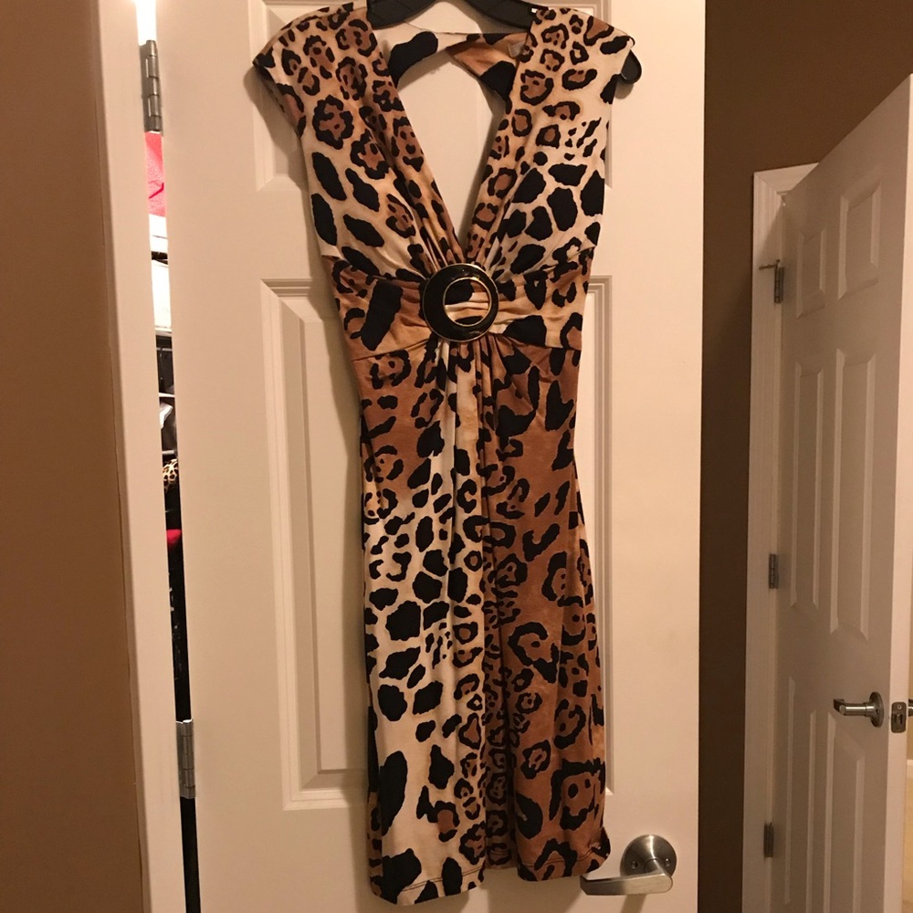 Cachè Leopard Print Bodycon Dress Sz 4